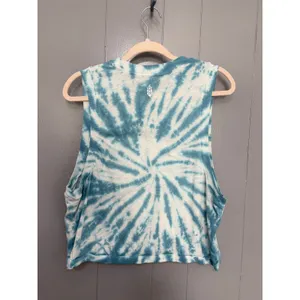 Free People Movement Love Blue Tie Dye Cropped Boho Muscle Tank Top S thumbnail 4
