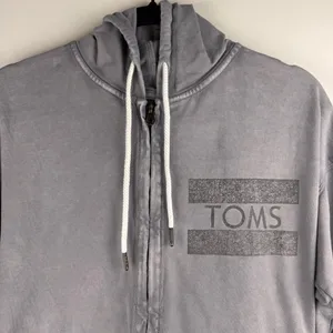 TOMS Women's Large ZIP-UP HOODIE Gray 100% Cotton Longer‎ Length thumbnail 4