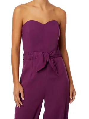 Lilly Pulitzer Strapless Plum Wide-Leg Jumpsuit with Self Tie thumbnail 2