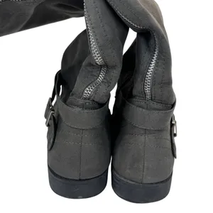 JustFab Carmona Over The Knee Boots Faux Suede Grey Moto Buckle‎ Women 10 Riding thumbnail 6