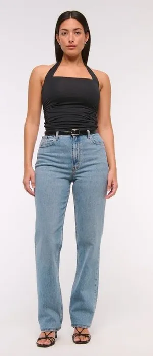 Abercrombie Curve Love 90s Ultra High-Rise Straight Jeans thumbnail 1