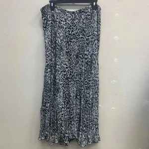 Rafael black and white lined pleated animal print maxi skirt size XL #718 thumbnail 2