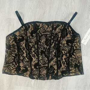 NWT Women’s 2X Black Bustier Corset Top Stretchy Sexy Whimsigoth Fairy Grunge‎ thumbnail 1
