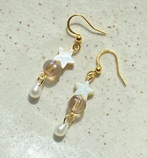 Handmade fairy whimsy star & teardrop dangle earrings🩵🌟 thumbnail 6