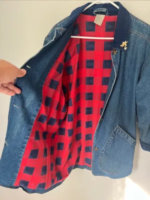 Out Brook vintage Denim Flannel Lined Denim Women’s Jacket, sz Medium©️ thumbnail 6