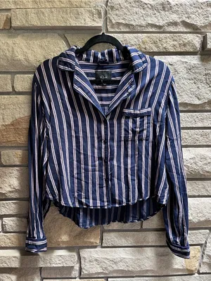 Rails Camden Stripe Navy Button Up Blouse Top Small thumbnail 2