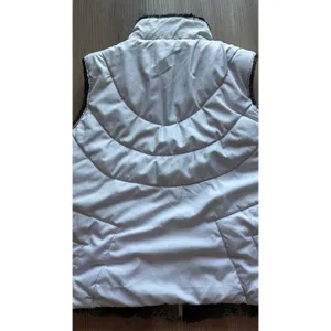 Reversible Faux Fur Puffer Vest Grey White Quilted Full Zip Sleeveless Jacket thumbnail 9