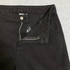 Pretty‎ Damage Cargo Pants Women's Medium Black Wide Leg Grommet Goth Grunge NWT thumbnail 4