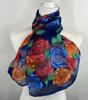 Source Unknown Scarf Floral semi sheer delicate boho thumbnail 1