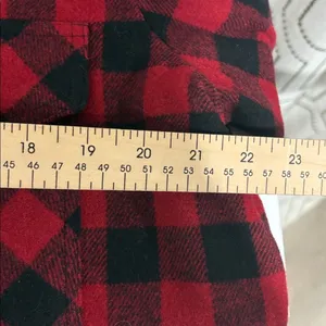 Chaps Red Black Plaid Fringe Jacket Sherpa Collar XL thumbnail 7