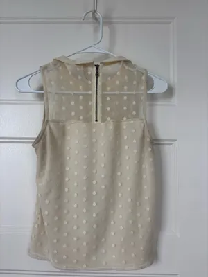 Cream Polka Dot Top Tan Size M thumbnail 2