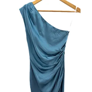 Elliatt One Shoulder Satin Draped Midi‎ Dress Blue Small Cocktail Party Wedding thumbnail 2