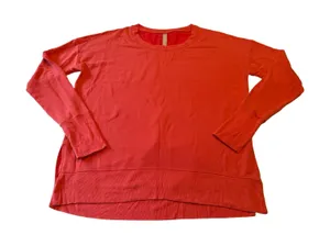 Athleta Coaster Luxe Sweatshirt Coral Pink Small Ultra Soft Split Hem Pullover thumbnail 1