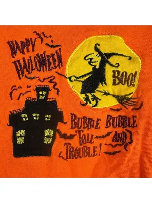 Banyan Tree Designs Halloween Orange Shirt Witch & Haunted House Women’s M thumbnail 2