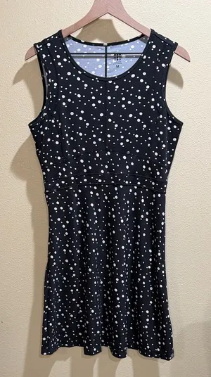 Title Nine Size Medium Black Dress with White Polka Dots thumbnail 1