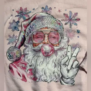 Santa Christmas Blowing Bubble Gum Sweatshirt Unisex Large thumbnail 2