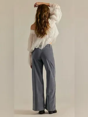Free People NWT We The Free Libre Cord Wide-Leg Jeans Mockingbird thumbnail 3
