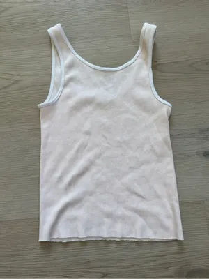 Brandy Melville White Ribbed Tank with Front Bow thumbnail 3