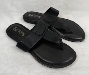 Korks Khell Black‎ Thong Slide Sandals Women Size 7M KR0001209 Flat Minimalist thumbnail 1