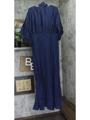 NWT A New Day Womens Tie Neck Maxi Dress 94441338 Navy Blue L thumbnail 3