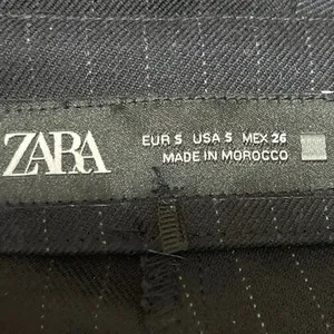 Zara Women's Black Pinstriped High Waisted Slit Mini Shorts Skirt Skorts Size S thumbnail 5