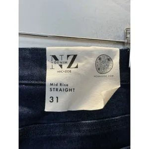 NIC+ZOE Mid Rise Straight Jeans Women 31 Twilight Blue Raw Hem Denim ALL1882 thumbnail 8
