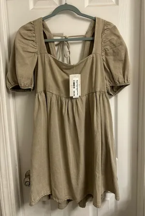 Chic Babydoll Dress in Soft Sage thumbnail 1