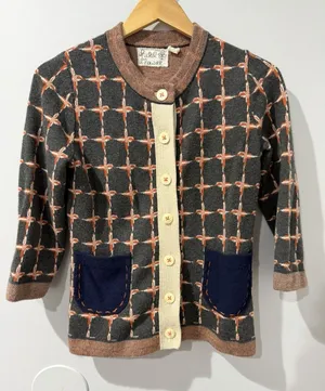Anthropologie Field Flower Wool Blend Cardigan Sweater Women's Sz S Gray/Orange thumbnail 1