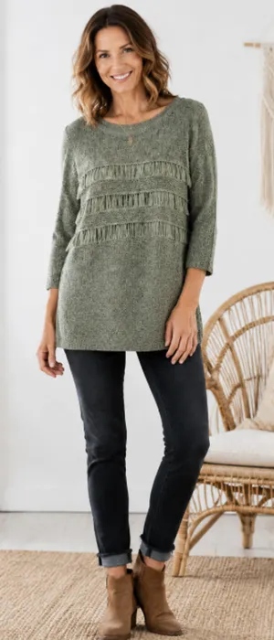 Chico's 3 Sweater xl Olive Green quiet luxury bohemian western designer cottage thumbnail 1