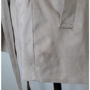 ZARA Beige Trench Coat Belted Suede Feel Classic Jacket Preppy Minimalist Small thumbnail 10