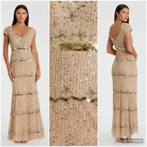 NWT Mac Duggal 9089 Cap Sleeve Embellished Gown Nude 8 thumbnail 2