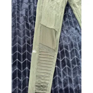 Alo Yoga Leggings Womens Green Moto High Rise Panel Activewear‎ Workout Size S thumbnail 6