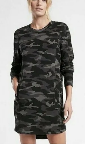 Athleta Balance Black Luxe Camp Print Long Sleeve Knit Dress‎ thumbnail 1