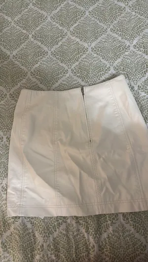 White Leather Skirt Free People Zip thumbnail 3