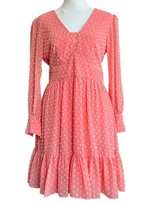 Saloni Marissa Coral Swiss‎ Dot Mini Dress Sz 6 thumbnail 2