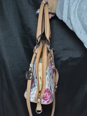 Giani Bernini Floral Logo Bag Purse Satchel in Tan and Pink Shoukder Crossbody thumbnail 11