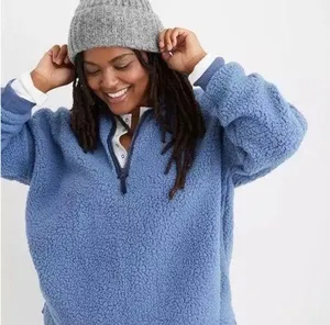 Aerie Dream Sherpa 1/4 Zip Sweatshirt Oversized XS Blue Fleece Comfort Warm thumbnail 1