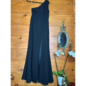 Lulus Enchanted Energy Black One-Shoulder Maxi Dress Bridesmaid Holiday Large thumbnail 2