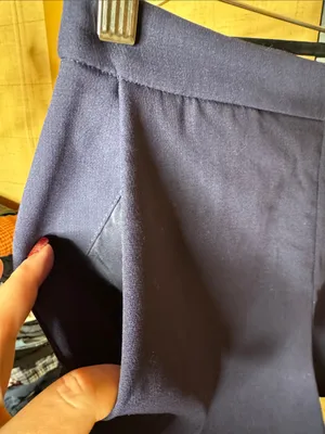 H&M Navy Scalloped High-Waist Shorts Size 6 Side Zip Pockets Like New thumbnail 5