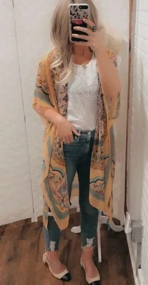 WOVEN HEART boho kimono thumbnail 1