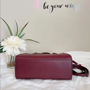 Michael Kors Hamilton Small Satchel Key Lock Crossbody Bag Merlot‎ thumbnail 5