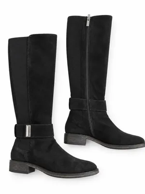 Aquatalia Giada Knee High Riding Boots 6 Black Suede Stretch Luxury thumbnail 4