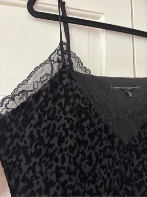 White House Black Market WHBM Black Velvet Leopard Print Lace Cami‎ Top Size XL thumbnail 7