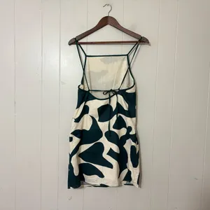 NWT Abercrombie & Fitch Linen Blend Abstract Mini Dress Green White S thumbnail 9