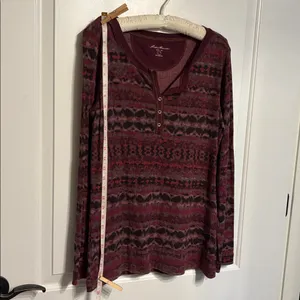 Eddie Bauer Women’s Boho Maroon Quilted Top Western SZ L thumbnail 6