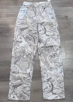 BDG Urban Outfitters High-Rise Baggy Jeans Marble Swirl Pink Rose Size 25‎ NWT thumbnail 1