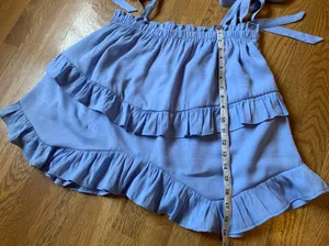 Light Blue Tie shoulder tiered tops size M thumbnail 9