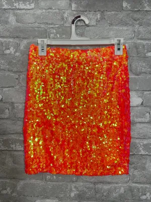 Maner Sequin Pencil Skirt in Vibrant Orange thumbnail 2