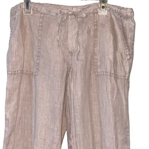 Victoria's Secret Linen Blend‎ Pants Light Pink Flax Drawstring Wide Leg Size 0 thumbnail 2