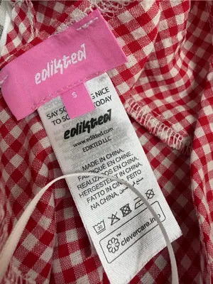 Edikted Charmaine Open Back Gingham Halter Top Red White Small NEW $31 thumbnail 10